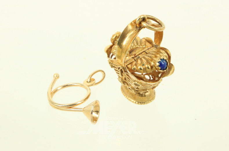 2 kl. Kettenanhänger "Korb / Jagdhorn"