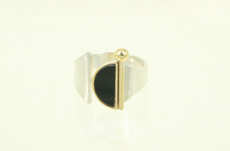 Ring, Silber mit Onyx besetzt