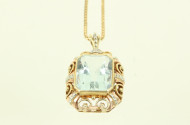 Kette mit 1 Anhänger, besetzt mit 1 Aquamarin