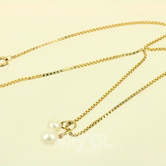 kurze Venezianerkette mit 2 kl. Anhänger mit jew. 1 Perle