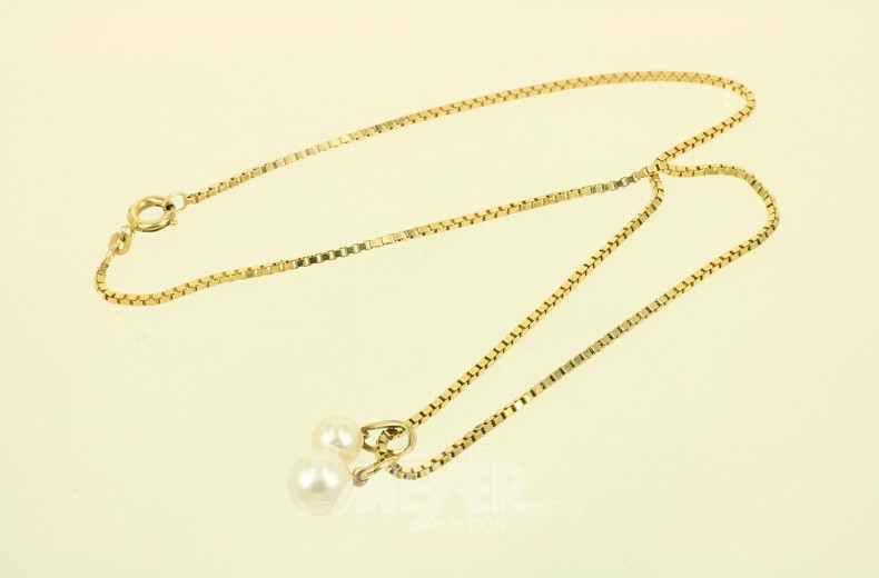 kurze Venezianerkette mit 2 kl. Anhänger mit jew. 1 Perle