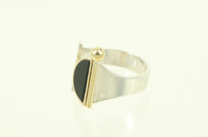 Ring, Silber mit Onyx besetzt