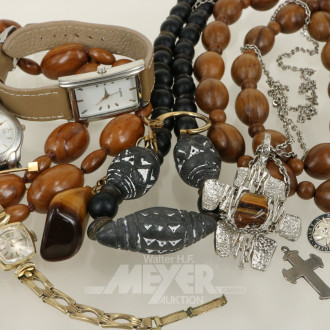 Konvolut Modeschmuck und Armbanduhren