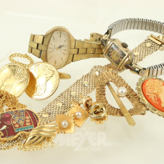 Konvolut Modeschmuck, best. aus Armband, Ketten, 2 Armbanduhren, etc.