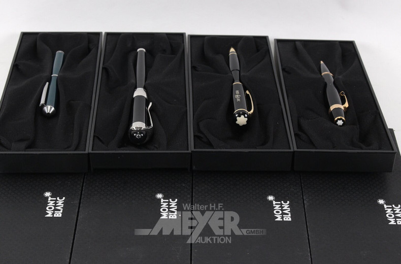 4 Schreibgeräte, u.a. Mont Blanc Kugelschreiber
