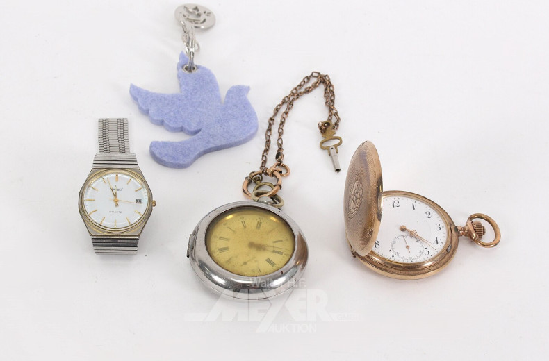 2 Taschenuhren sowie 1 Armbanduhr
