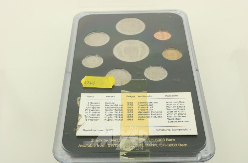 Schweiz Kursmünzensatz von 1983 in Stempelglanz