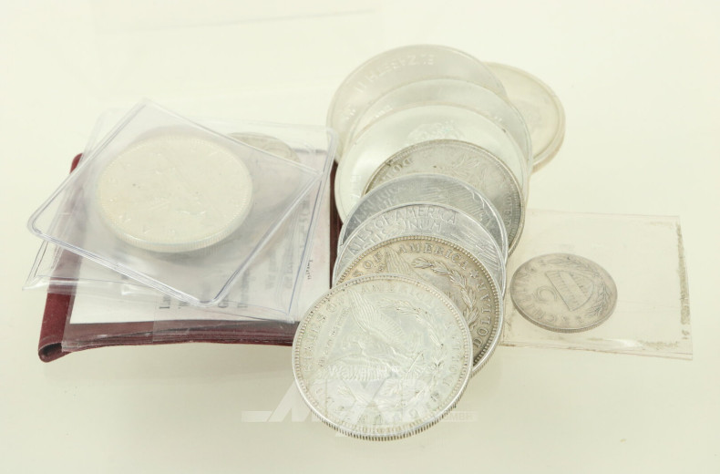 kl. Konvolut Silbermünzen USA u. Kanada