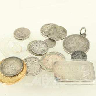 Kl. Konvolut div. Silbermünzen