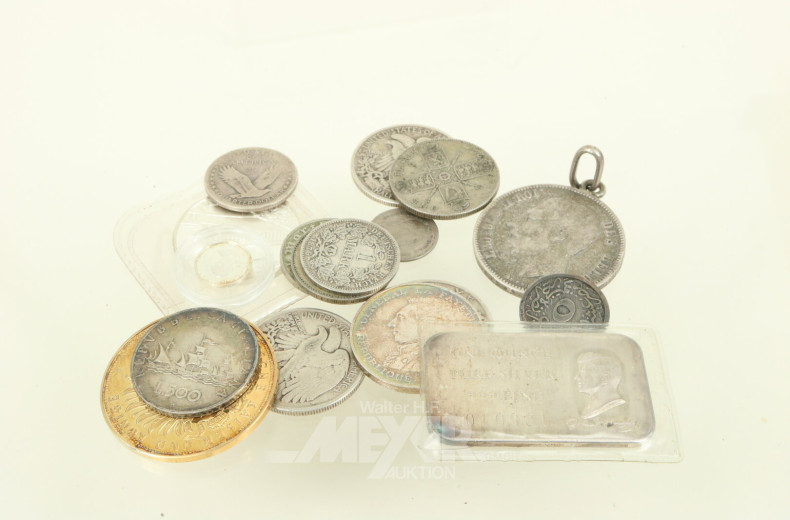 Kl. Konvolut div. Silbermünzen