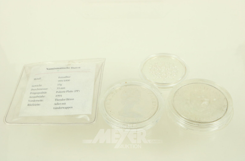 3 Silbermünzen, best. aus: