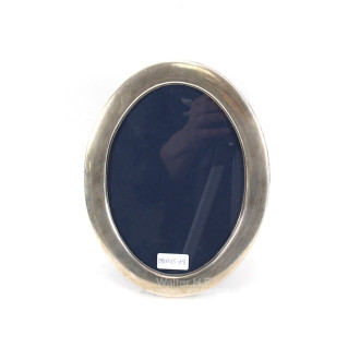 ovaler Wechselrahmen, englisch, Sterling-Silber, mit blauem Samtfutter