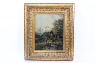 Gemälde "Gebirgsbach mit Staffagen"