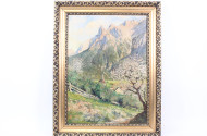 Gemälde "Gebirgsdorf im Frühling"