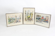 3 Mischtechniken 'Pariser Stadtansichten'