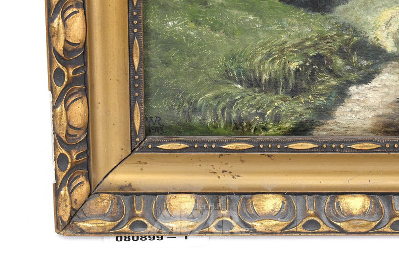 Gemälde "Dorfansicht mit Weiden"