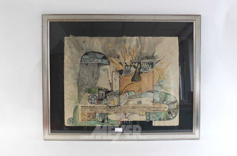 Collage "Gesichter und Textfragmente"