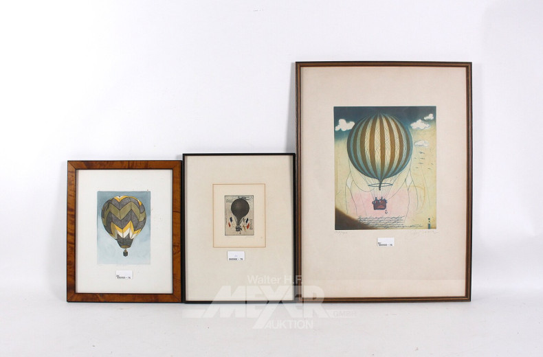 3 Lithographien "Ballone"