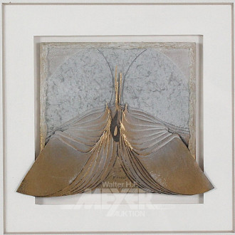 Collage "stilisierter Schmetterling" Komposition in Gold