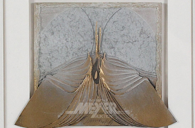 Collage "stilisierter Schmetterling" Komposition in Gold