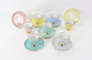 7 Porzellan-Sammeltassen, versch. farbig