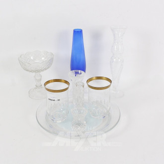 Posten Glas u. Kristall: Vasen, Gläser, Fußschale