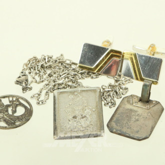 Konvolut Silber: Anhänger, Kette, Manschettenknöpfe