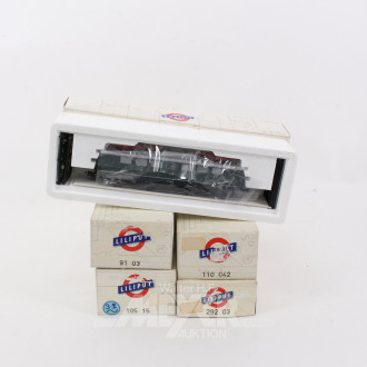 4 versch. Dampf- und Diesel-Loks sowie 1 Personenwagen