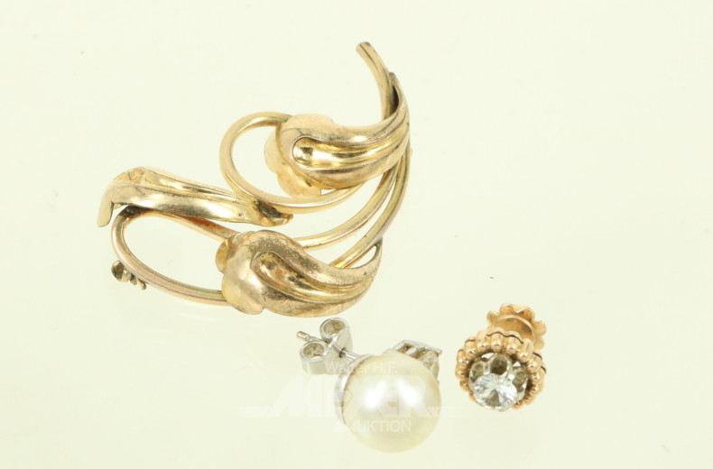 Brosche sowie 2 einzelne Ohrstecker