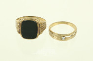 Solitärring sowie 1 Herrenring mit Onyxplatte