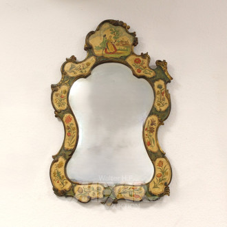 Wandspiegel mit floraler Malerei und Tanzszene