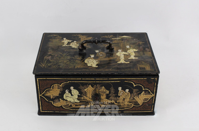 Geldschatulle, lackiert, mit asiatischem Dekor