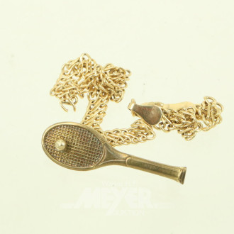 Brosche 'Tennisschläger' u. 1 beschädigtes Gliederarmband