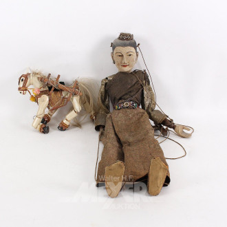 2 asiat. Marionetten "Puppe / Pferd"