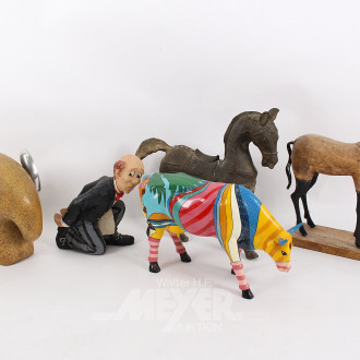 5 Dekorationen: Diener, Elefant, Kuh, Pferde