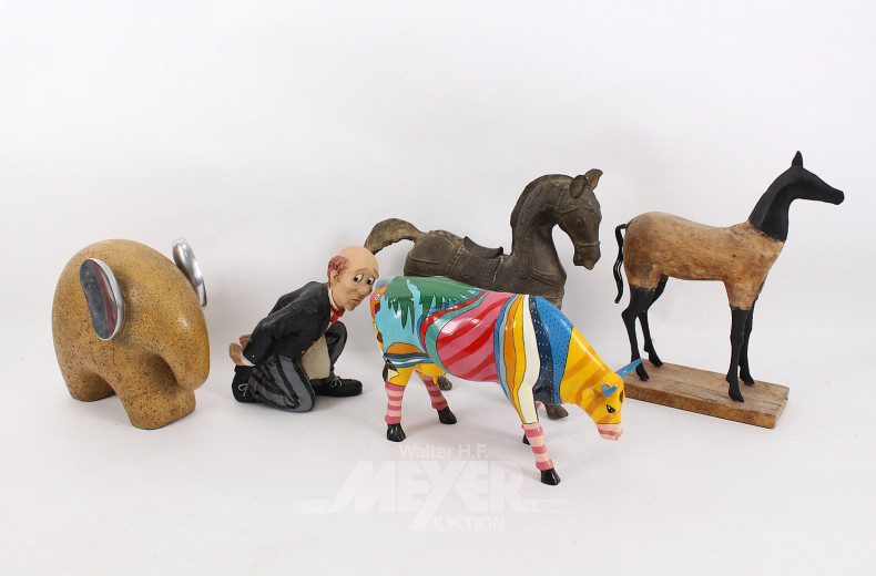 5 Dekorationen: Diener, Elefant, Kuh, Pferde