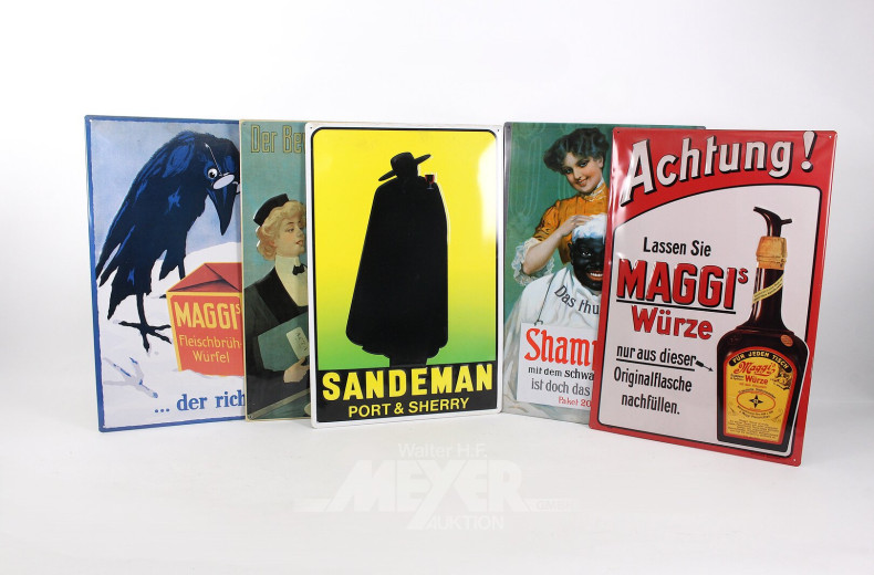 5 Blech-Reklameschilder