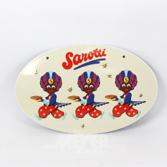 ovales Blechschild "Sarotti", emailliert