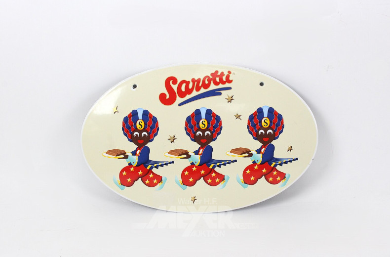 ovales Blechschild "Sarotti", emailliert
