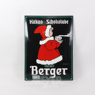 Blechschild "Berger" Kakao Schokolade, emailliert