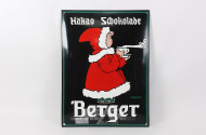 Blechschild "Berger" Kakao Schokolade, emailliert