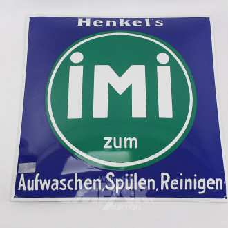 Blechschild "iMi" Henkels, emailliert, gewölbt