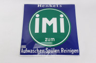 Blechschild "iMi" Henkels, emailliert, gewölbt