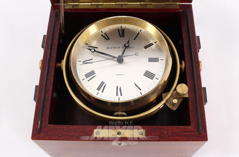 Schiffs-Chronometer, Messing im Mahagonigehäuse, MATTHEW NORMAN