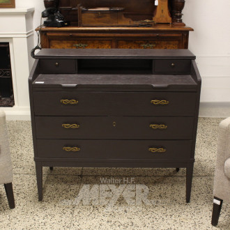 kl. Sekretär, dunkelbraun, 5 Züge, 1 Fach, Schreibplatte ausziehbar