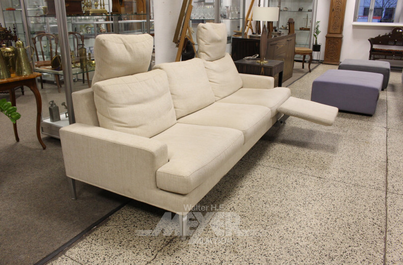 Sofa, 3-Sitzer, davon 2 Komfortplätze mit verstellbarem Kopf- u. Fußteil (Fußstütze versenkbar)