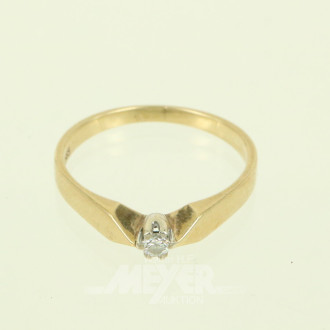Damenring, besetzt mit 1 Solitär von ca. 0,05 ct.