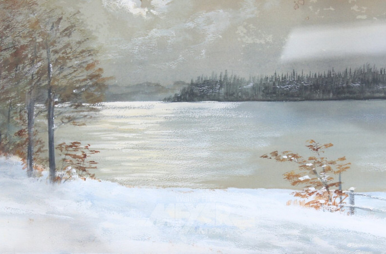 Gemälde/Mischtechnik 'Winterliche Seenlandschaft'