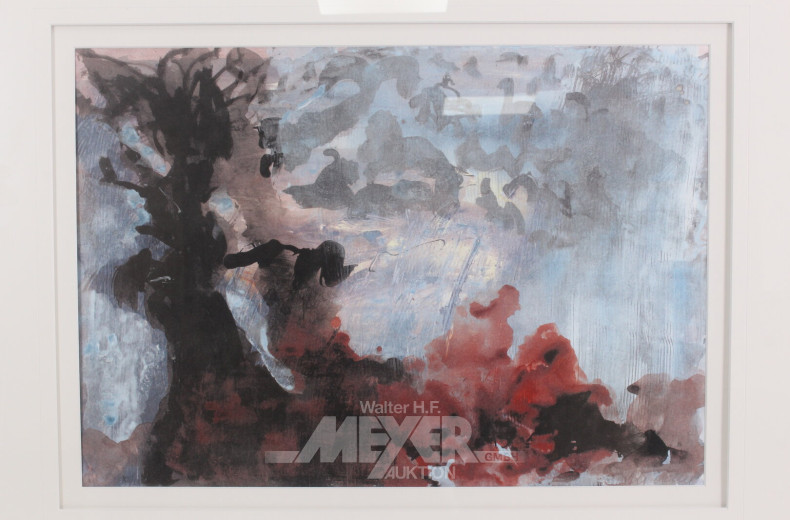 Farblithographie "Baumlandschaft I"