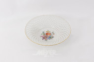 Porzellan-Gebäckteller mit Blumendekor und durchbr. Wandung